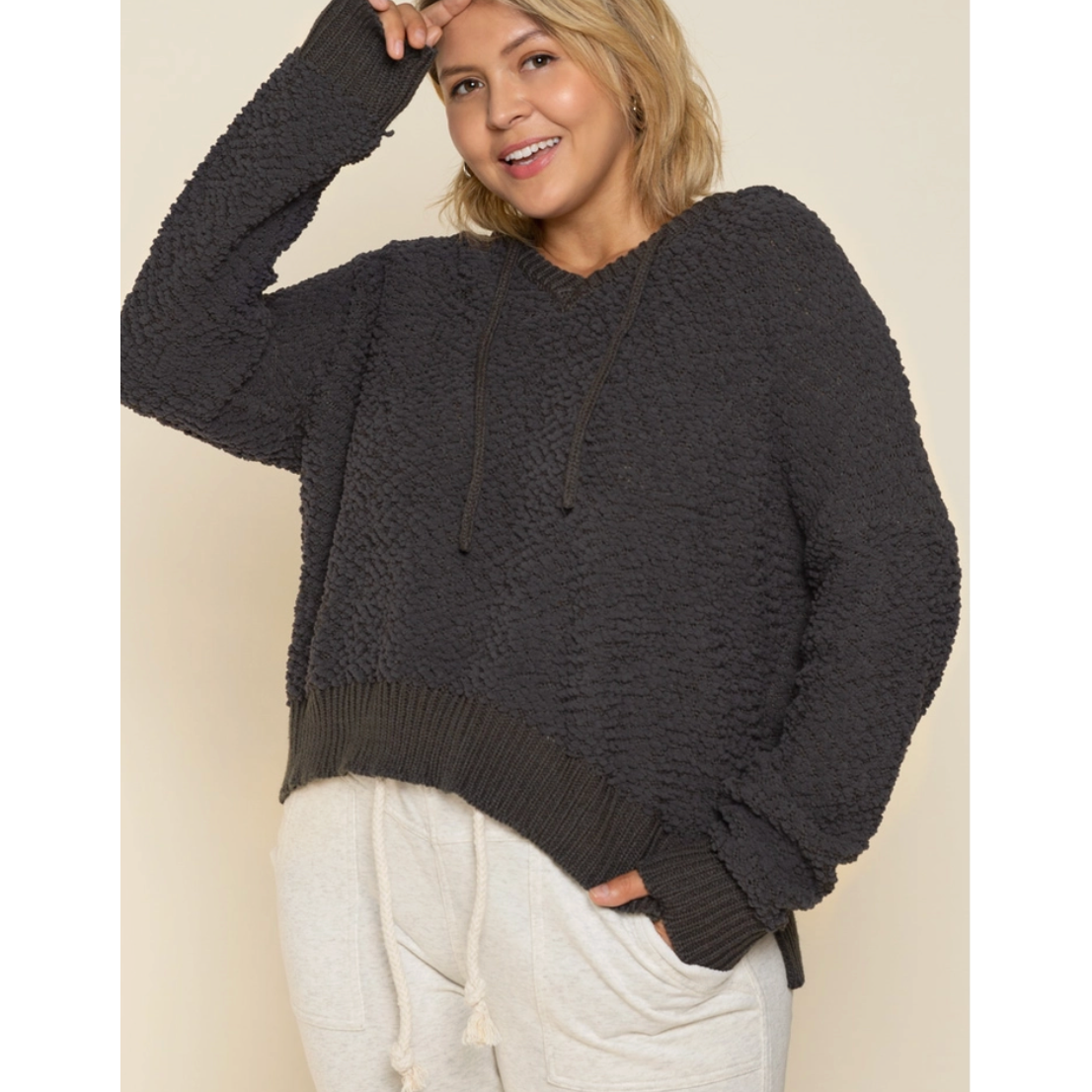 Hooded Popcorn Sweater
