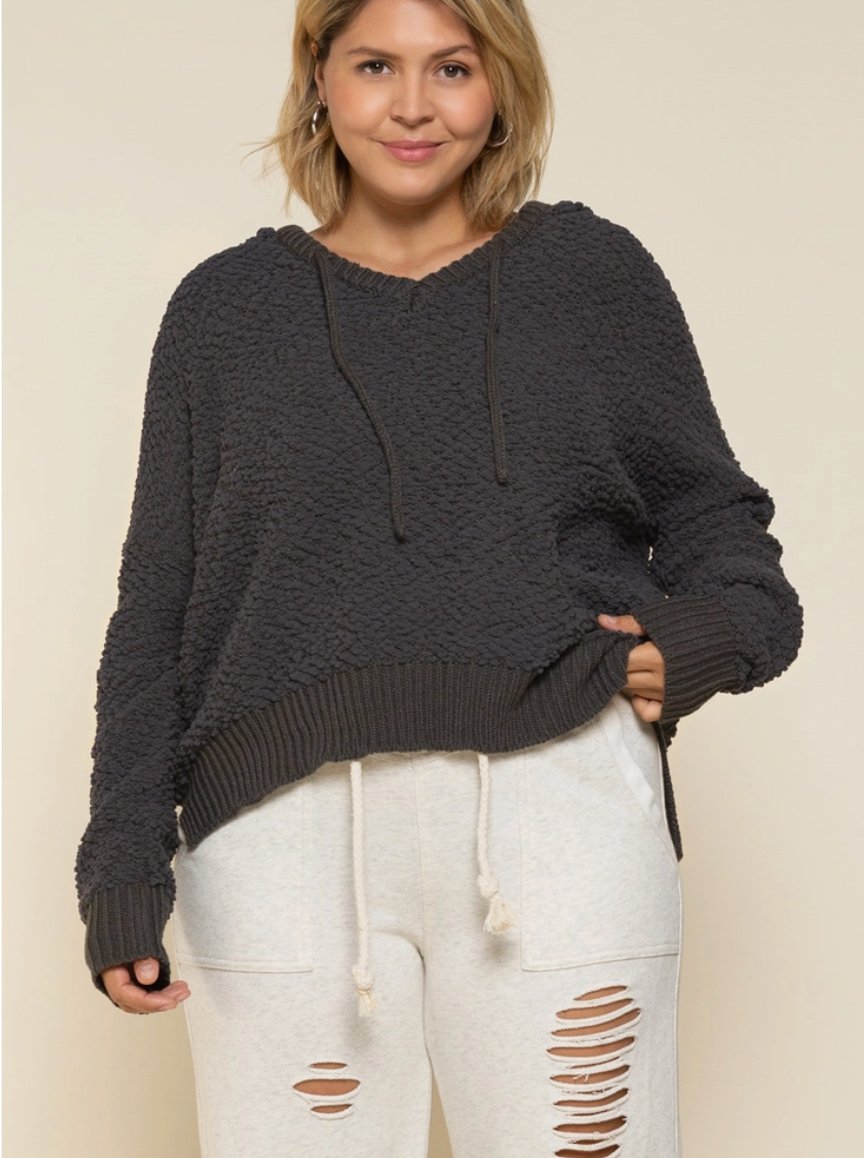 Hooded Popcorn Sweater