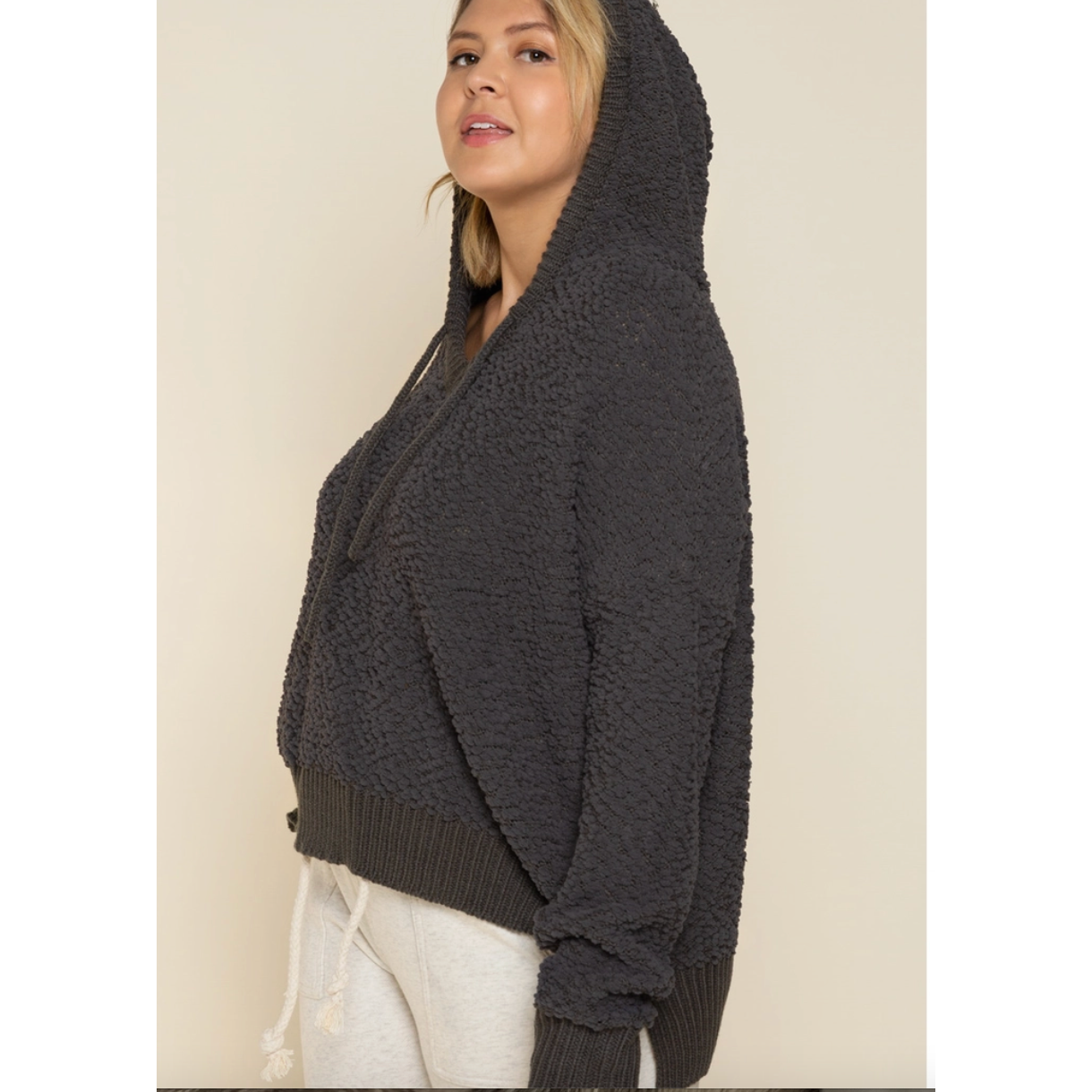 Hooded Popcorn Sweater