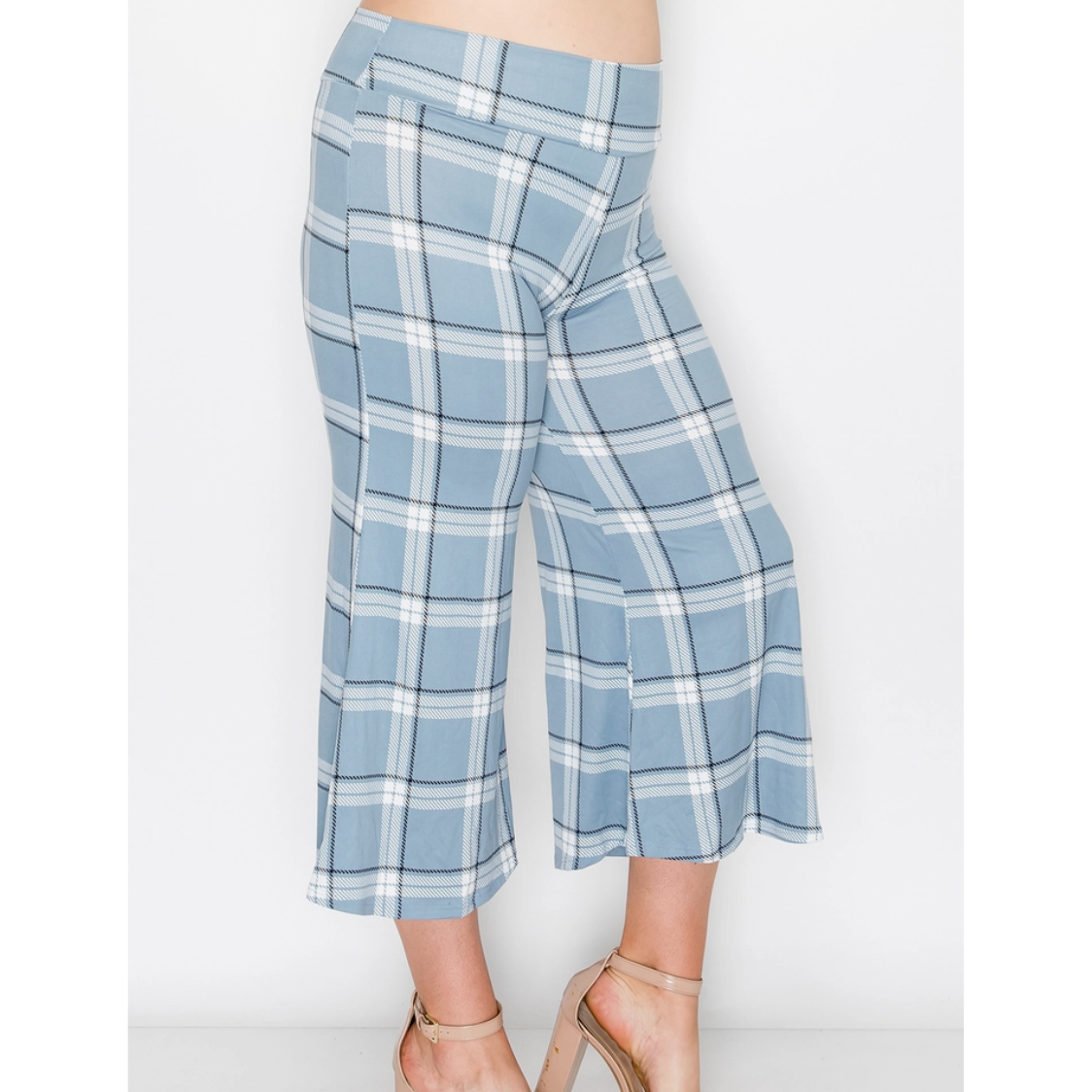Plaid Curvy Fit Cropped Flare Pants