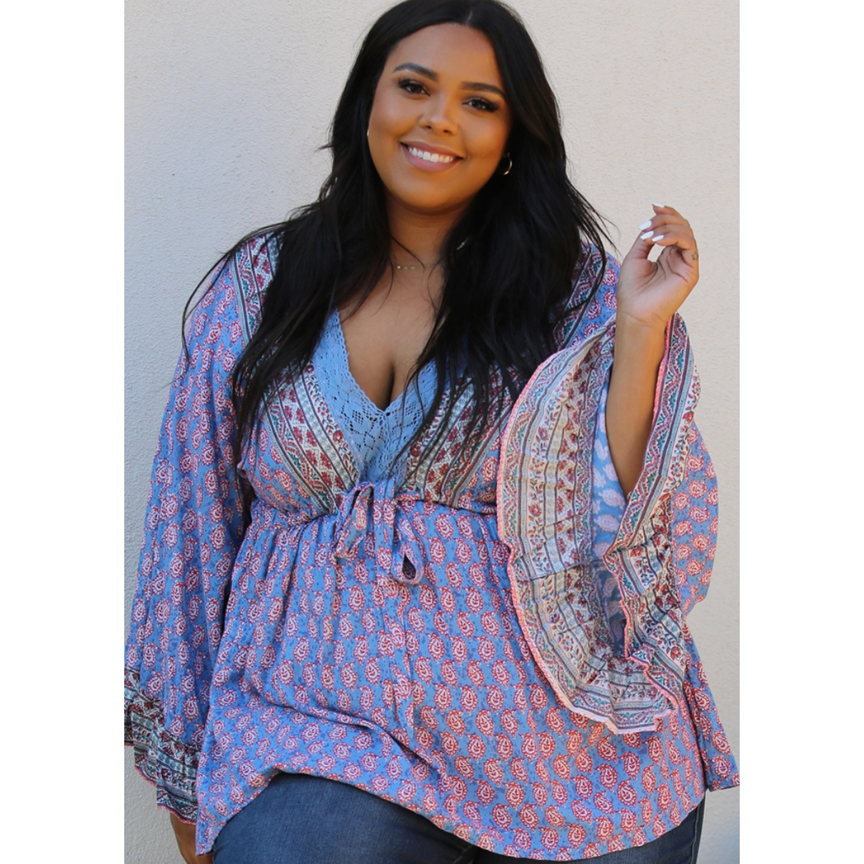 Vintage Bell Sleeve Curvy Fit Blouse