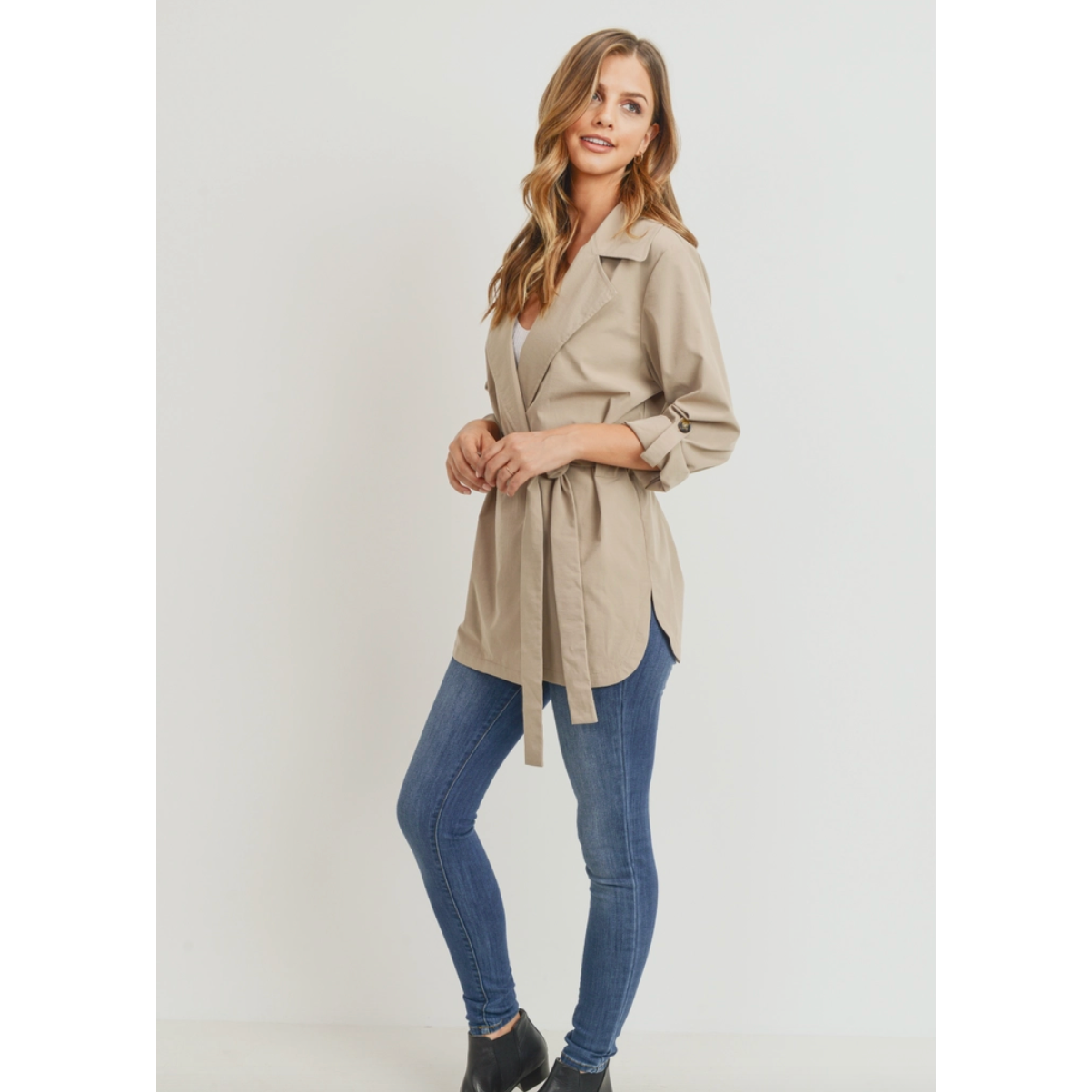 Light Weight Short Belted Khaki Jacket