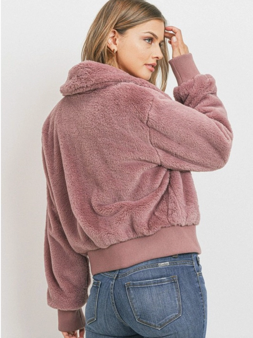 Blush Fur Zip Up Jacket