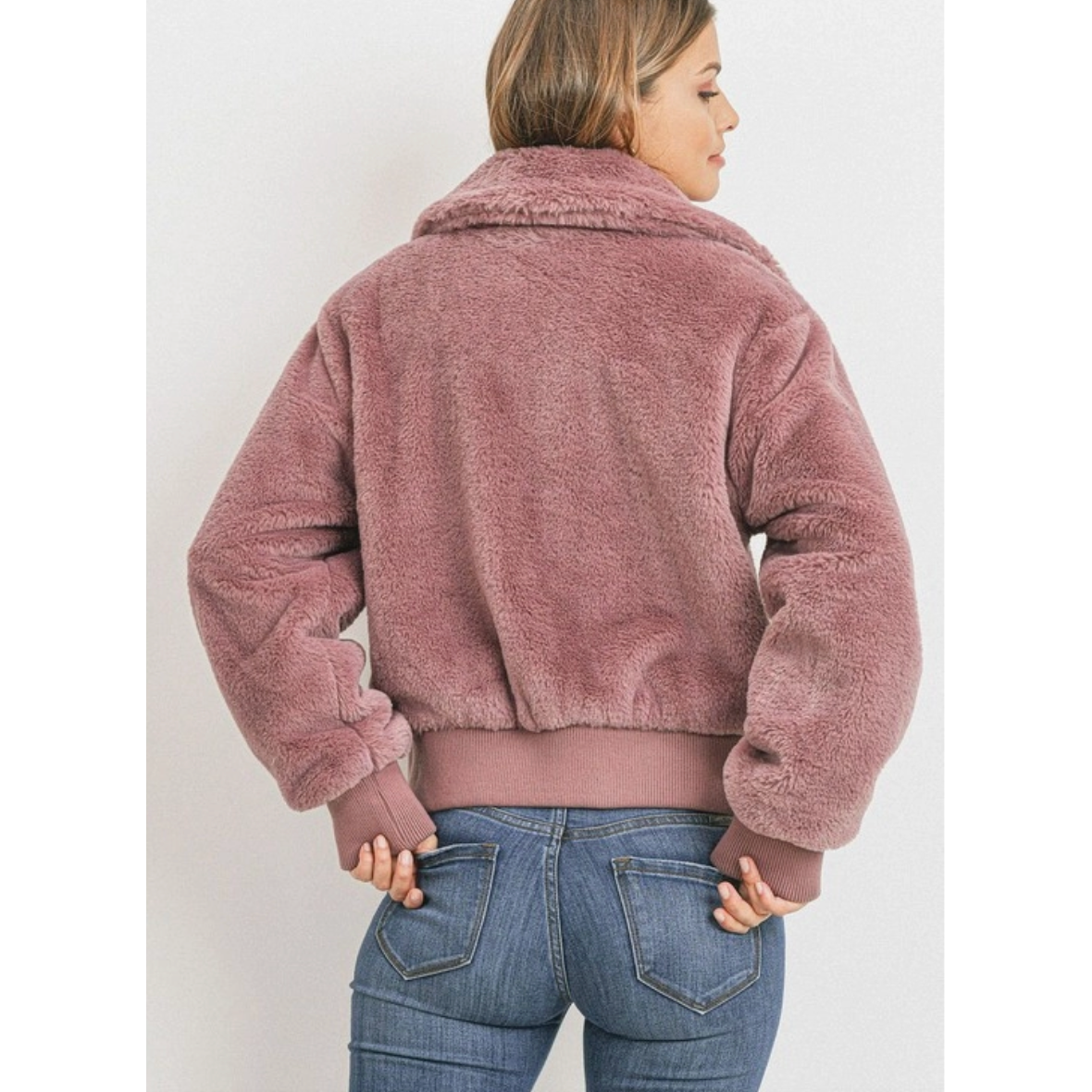 Blush Fur Zip Up Jacket