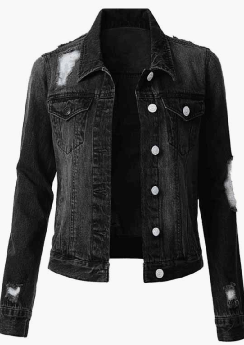 Black Distressed Denim Jacket