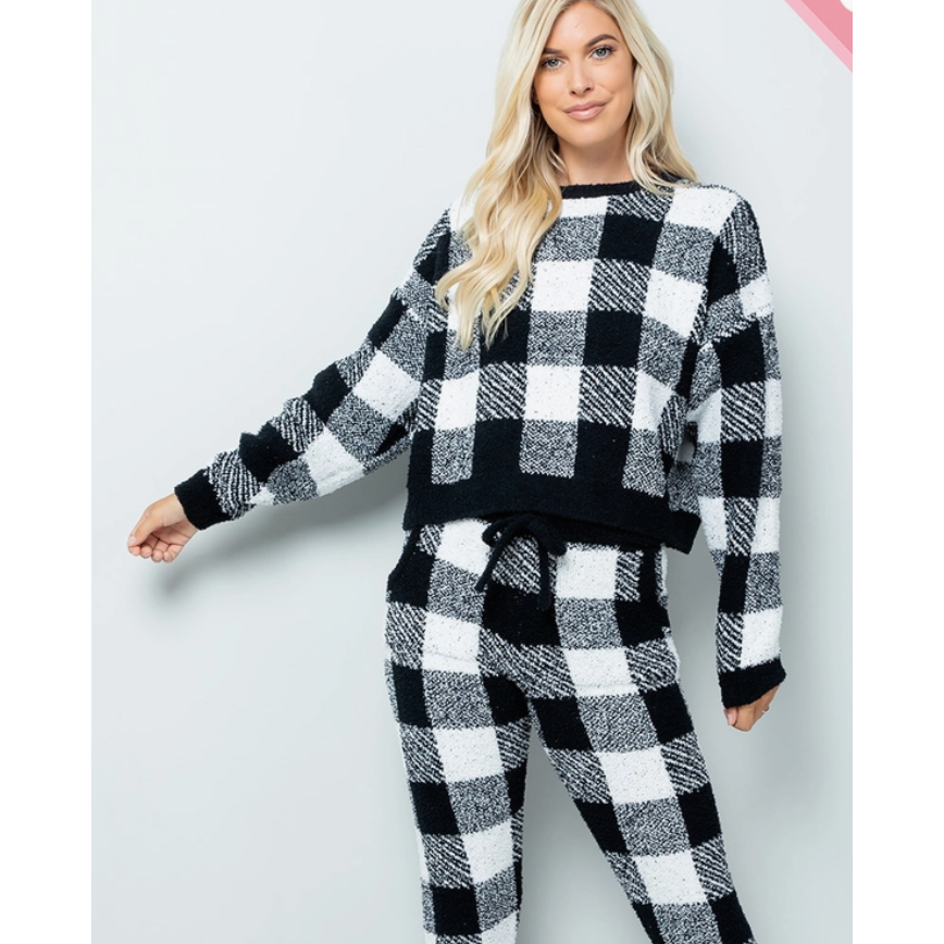 Plaid Curvy Fit Sweater Pajama Top