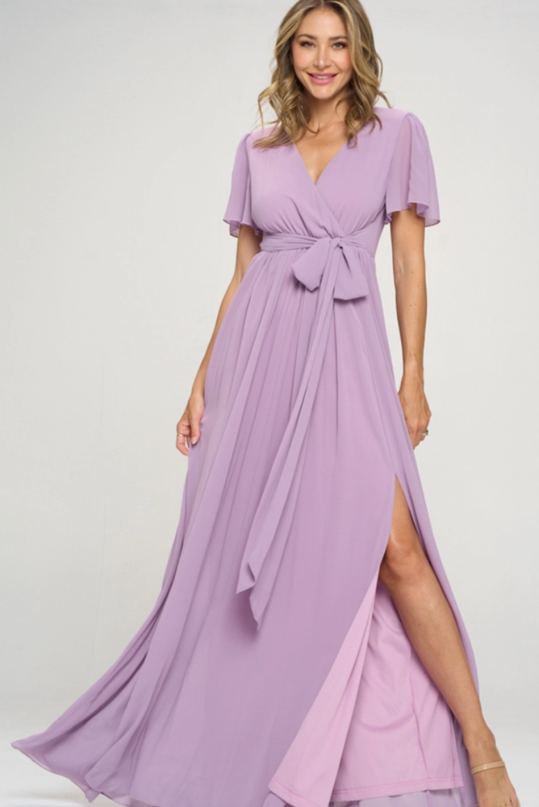 Lilac Short Sleeve Maxi Dress