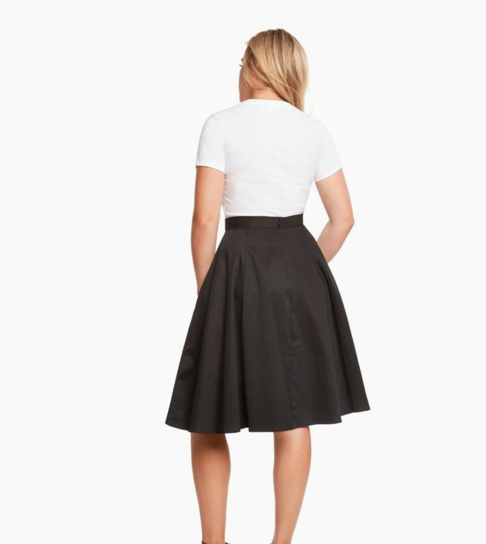 Black Classic Pleated Midi Skirt With Pockets