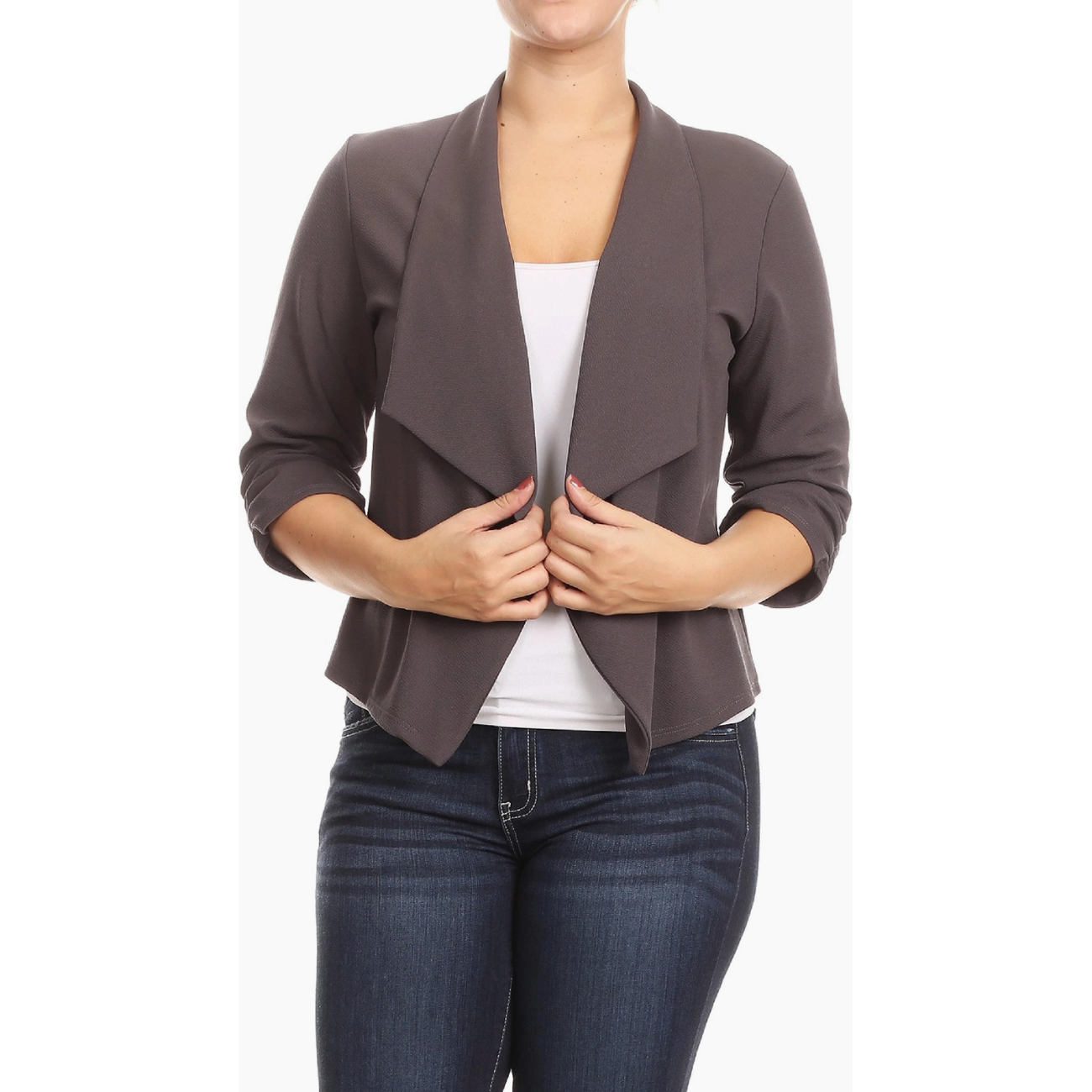 Gray Curvy Fit Casual Blazer