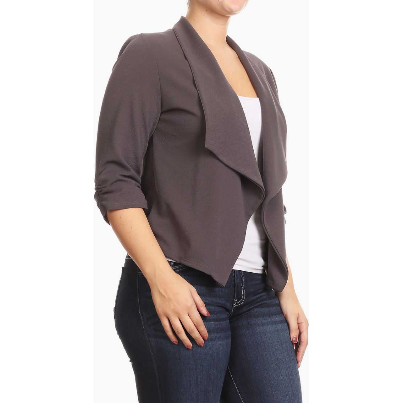 Gray Curvy Fit Casual Blazer