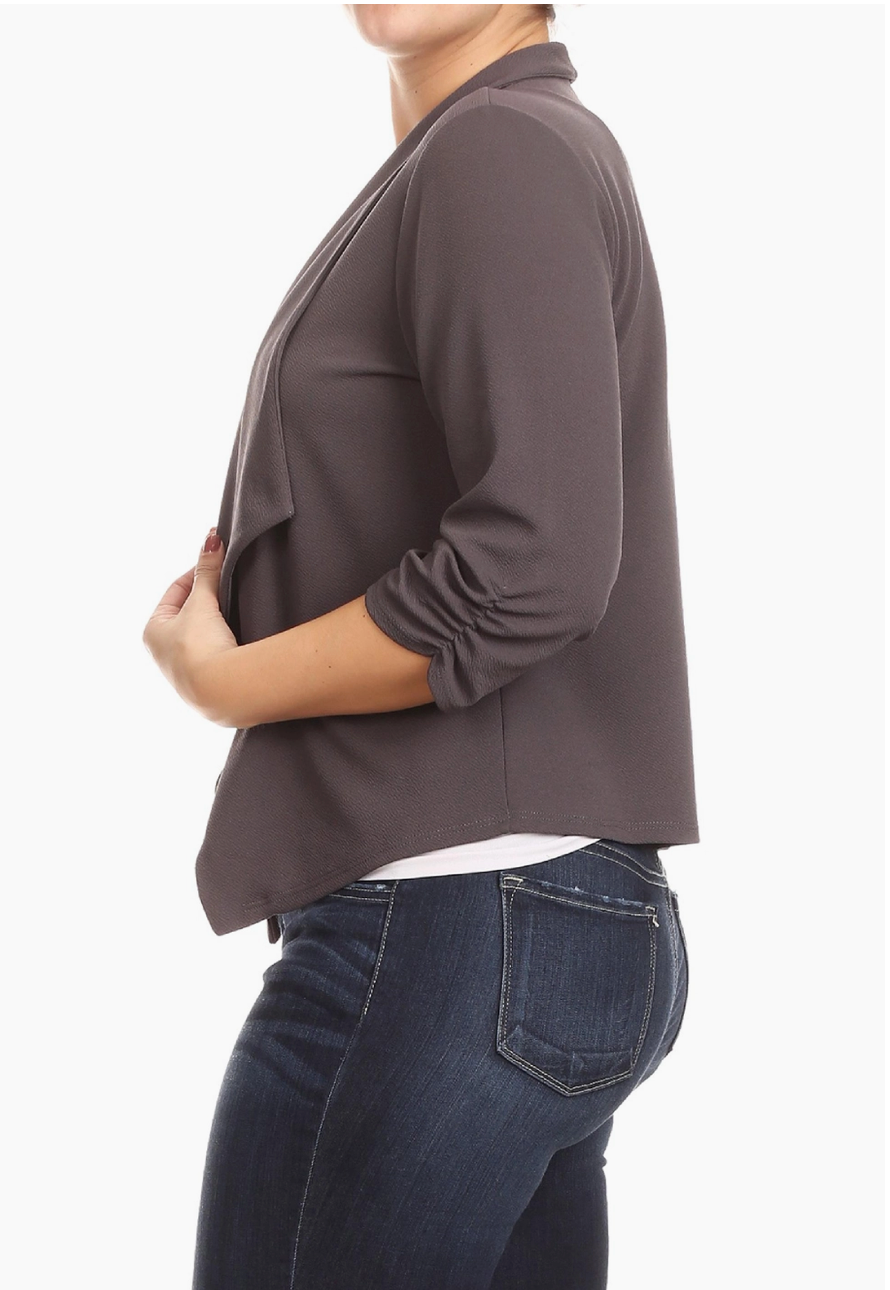 Gray Curvy Fit Casual Blazer