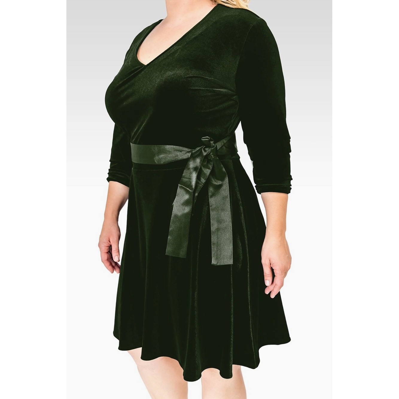 Velvet Satin Stretch Curvy Aline Dress