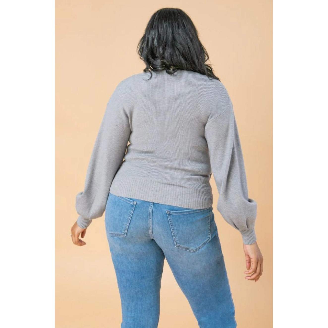 Heather Grey Curvy Fit Wrap Sweater