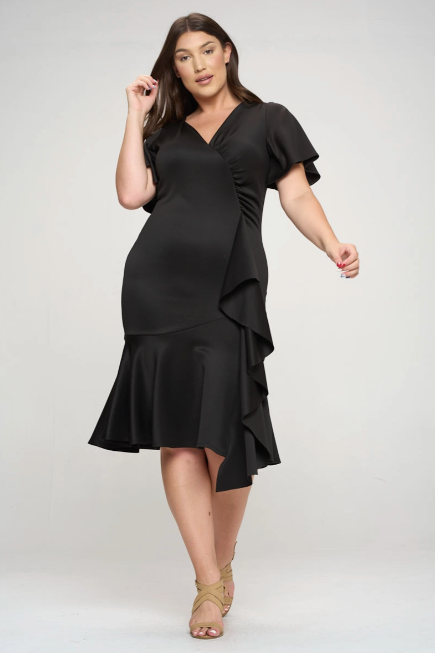 Ruffle Down Curvy Fit Mermaid Dress
