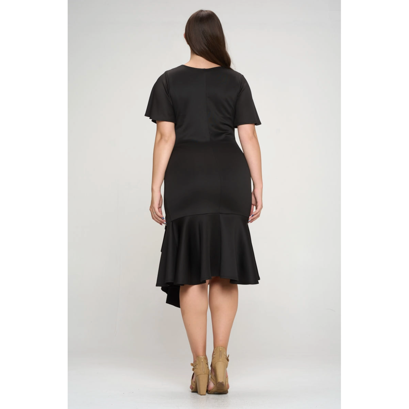 Ruffle Down Curvy Fit Mermaid Dress