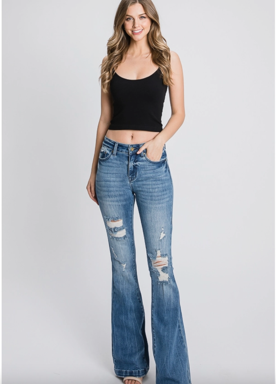 Mid Rise Flare Jeans