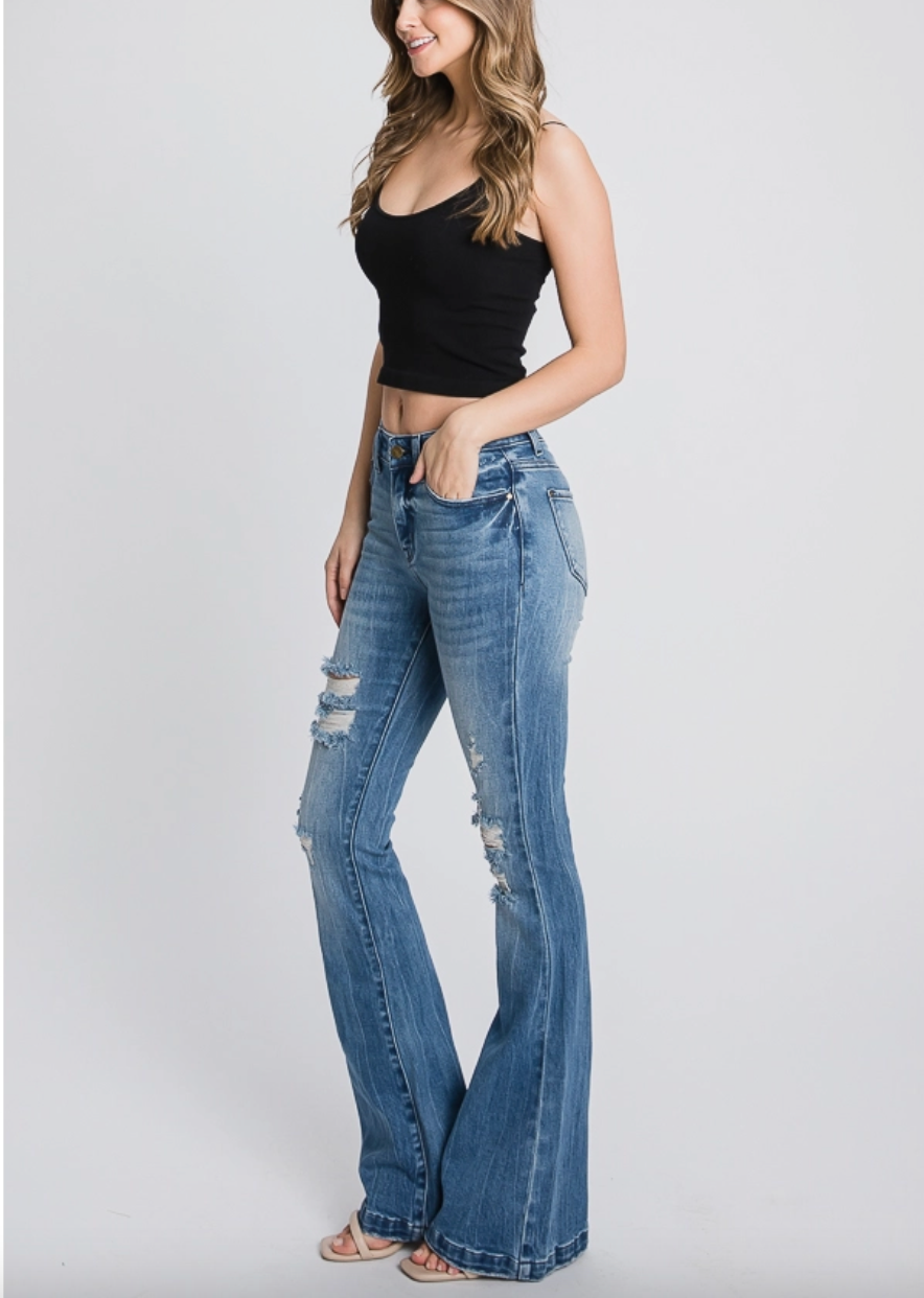 Mid Rise Flare Jeans