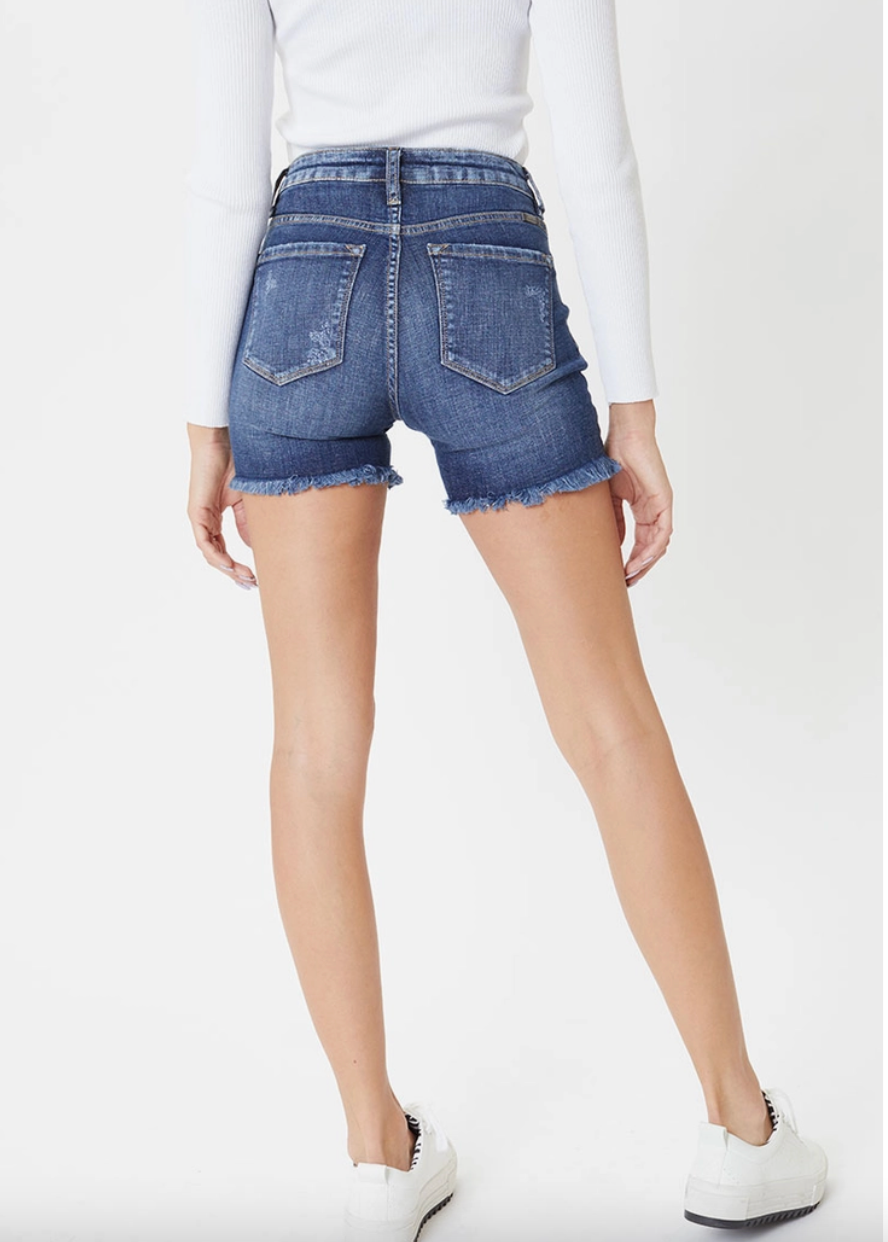 Kankan Dark Wash Midlength Shorts