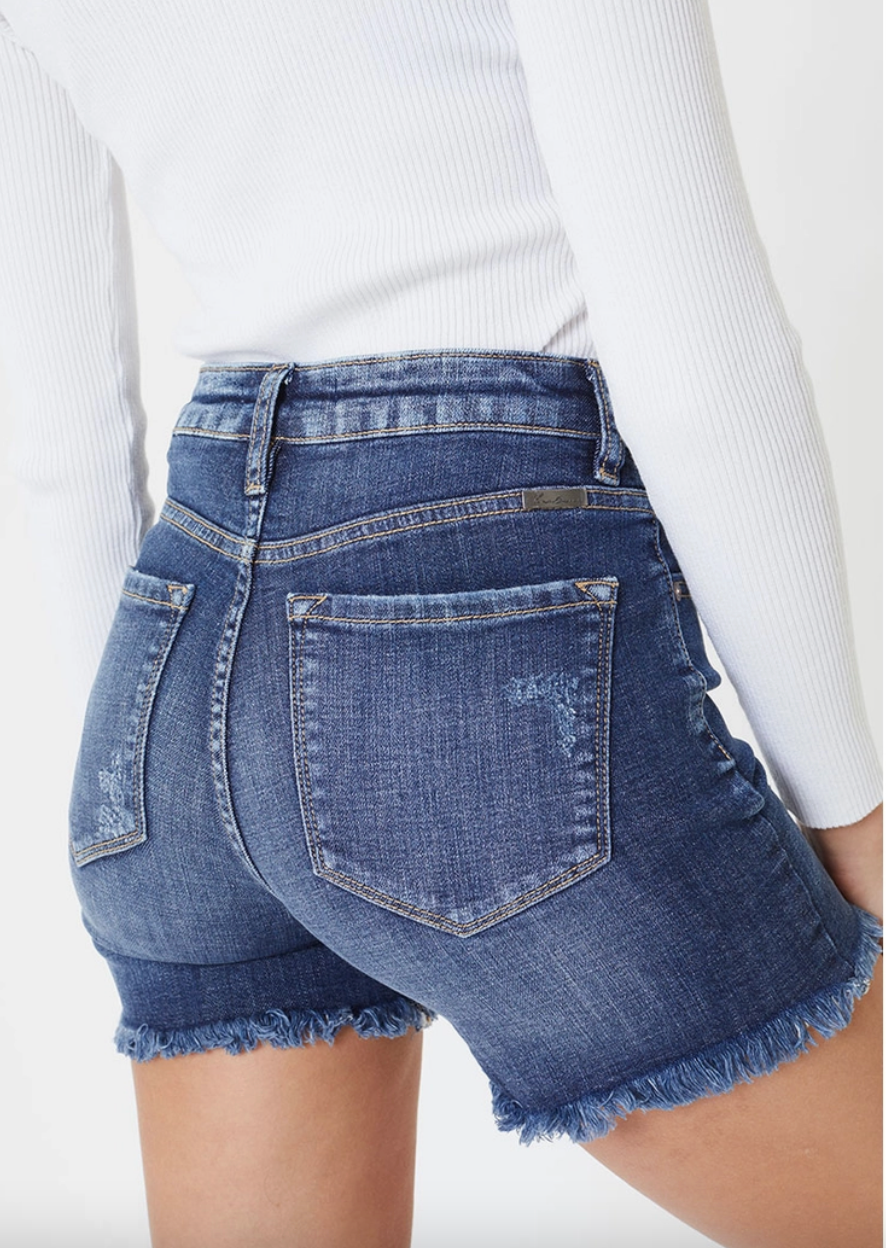Kankan Dark Wash Midlength Shorts
