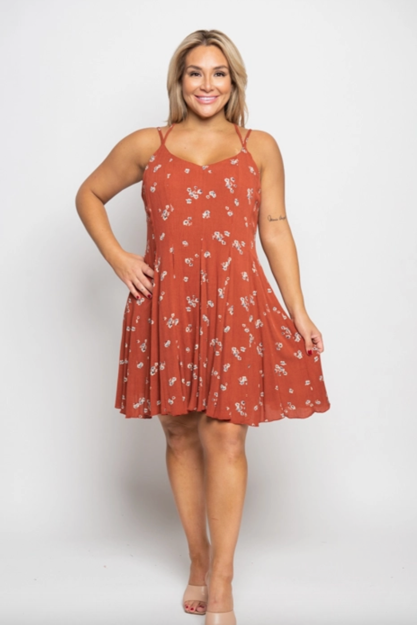 Spring Rust Curvy Fit Flare Dress