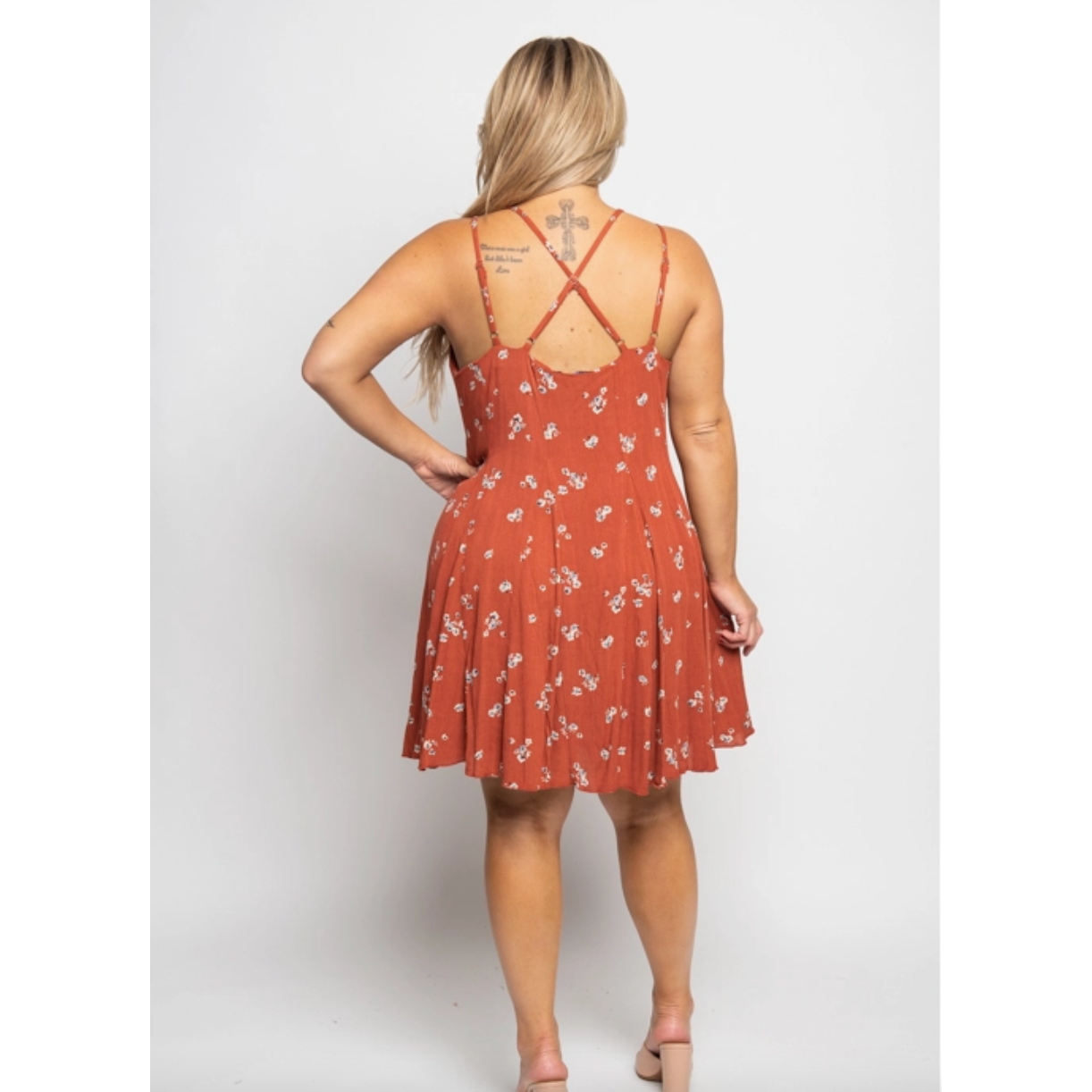 Spring Rust Curvy Fit Flare Dress