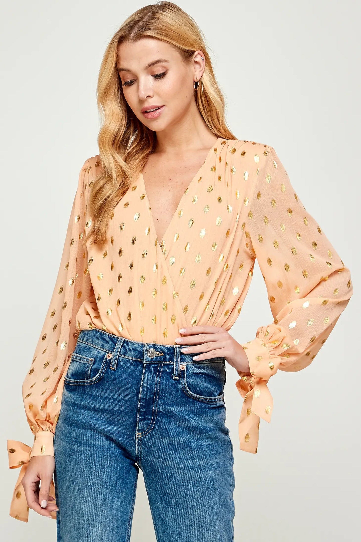 Apricot & Gold Long Sleeve Bodysuit