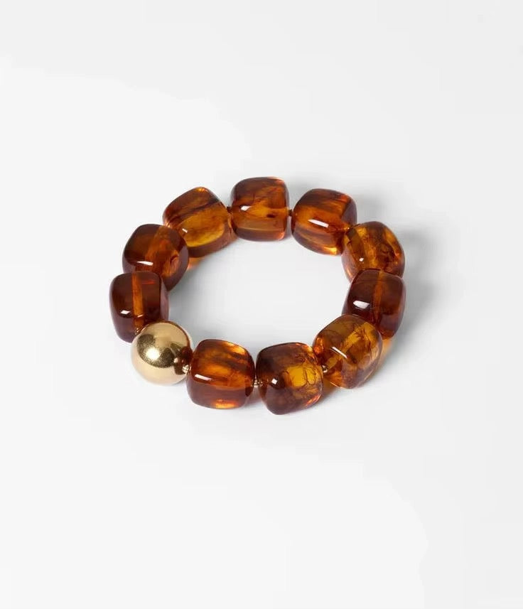 Pebbles Brown Stretchy Bracelet