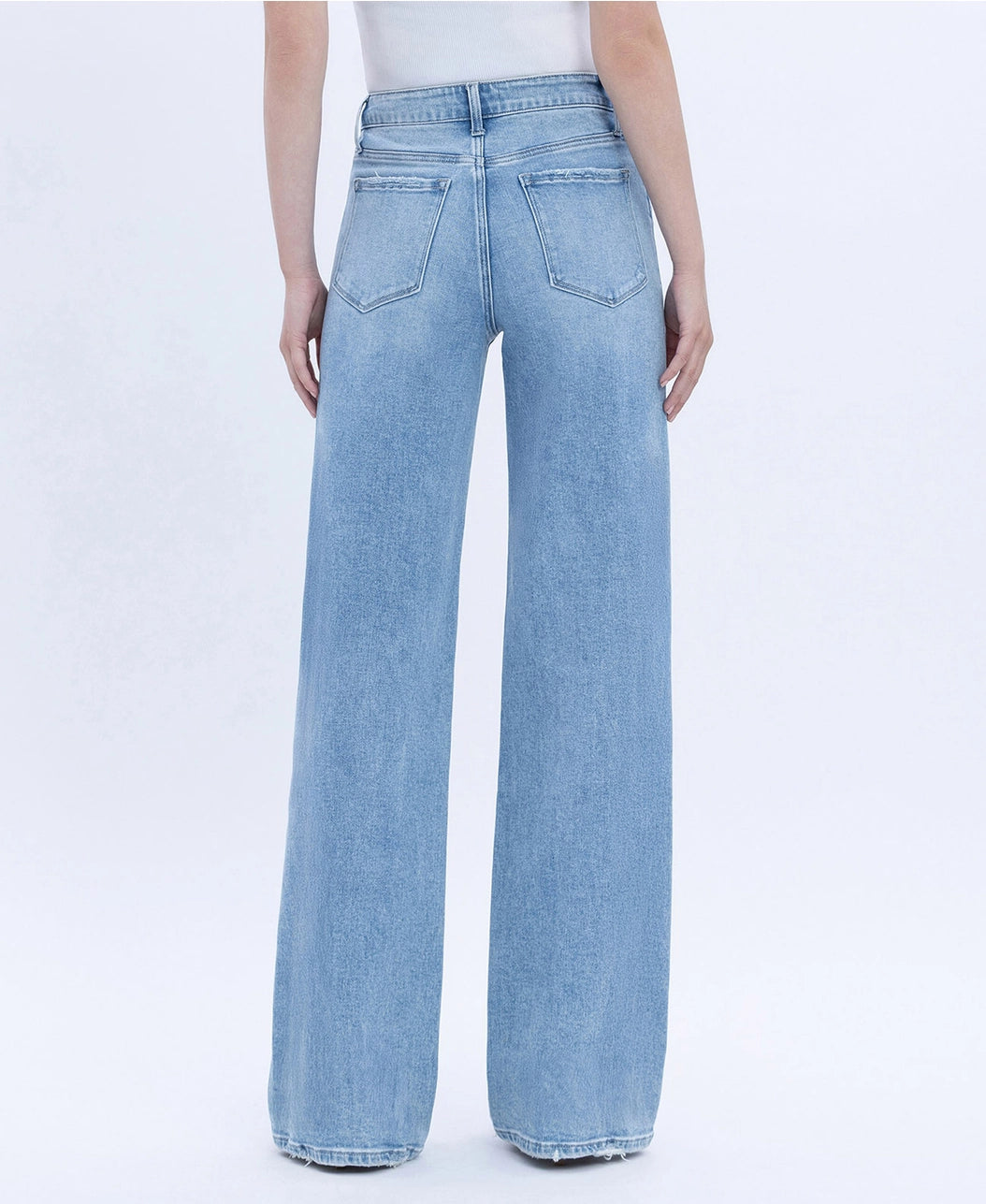 High Rise Full Length Light Wash Wide Jeans