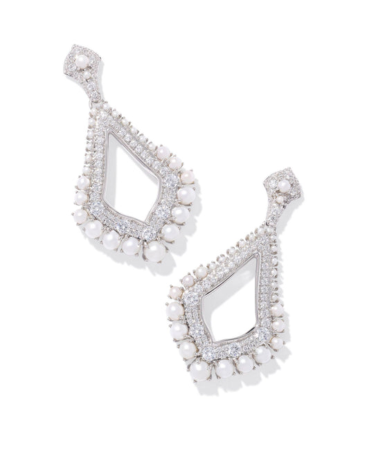 Kendra Scott Krista Statement Earrings in Silver White Mix