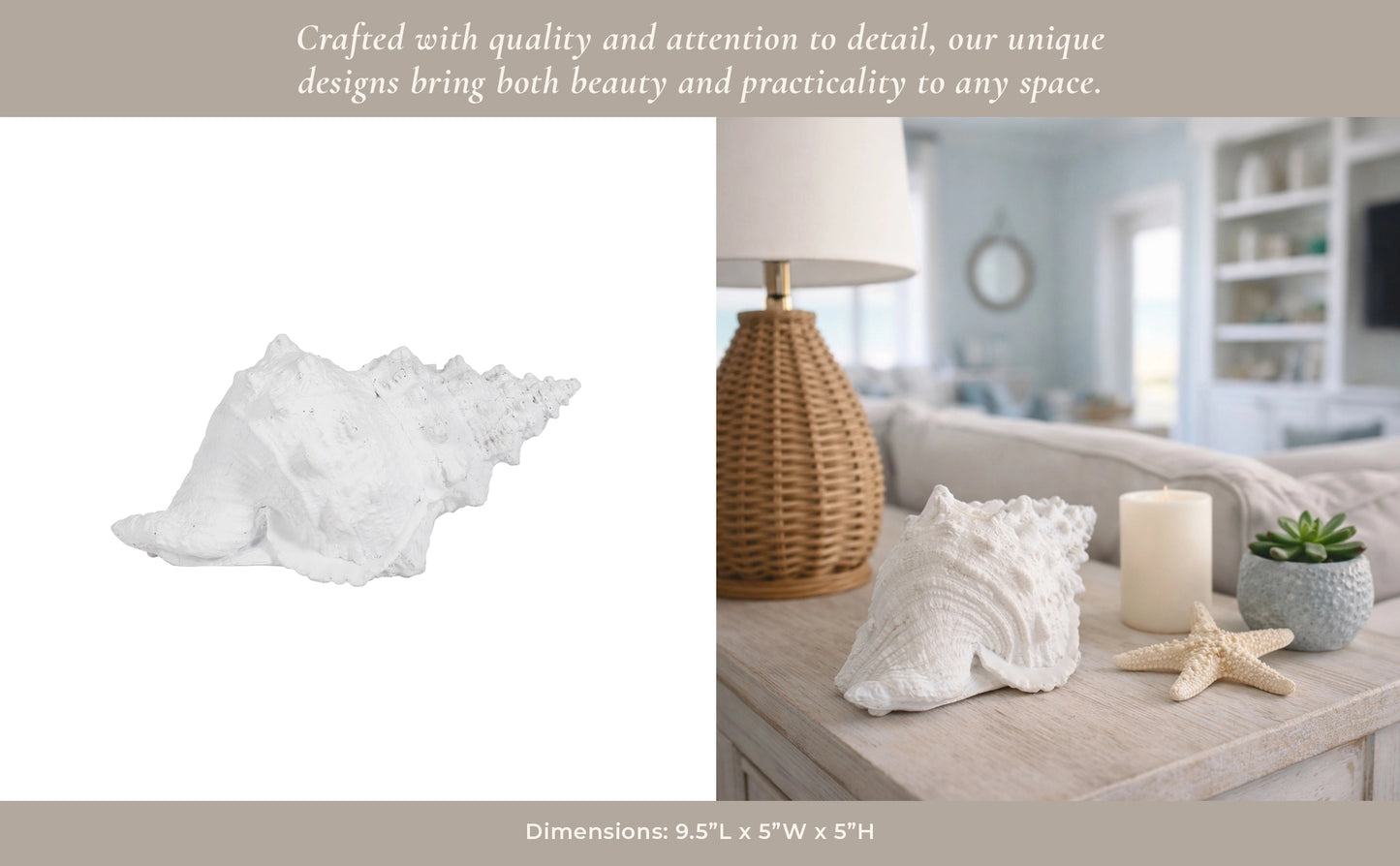 White Resin Coastal Solid Conch Shell
