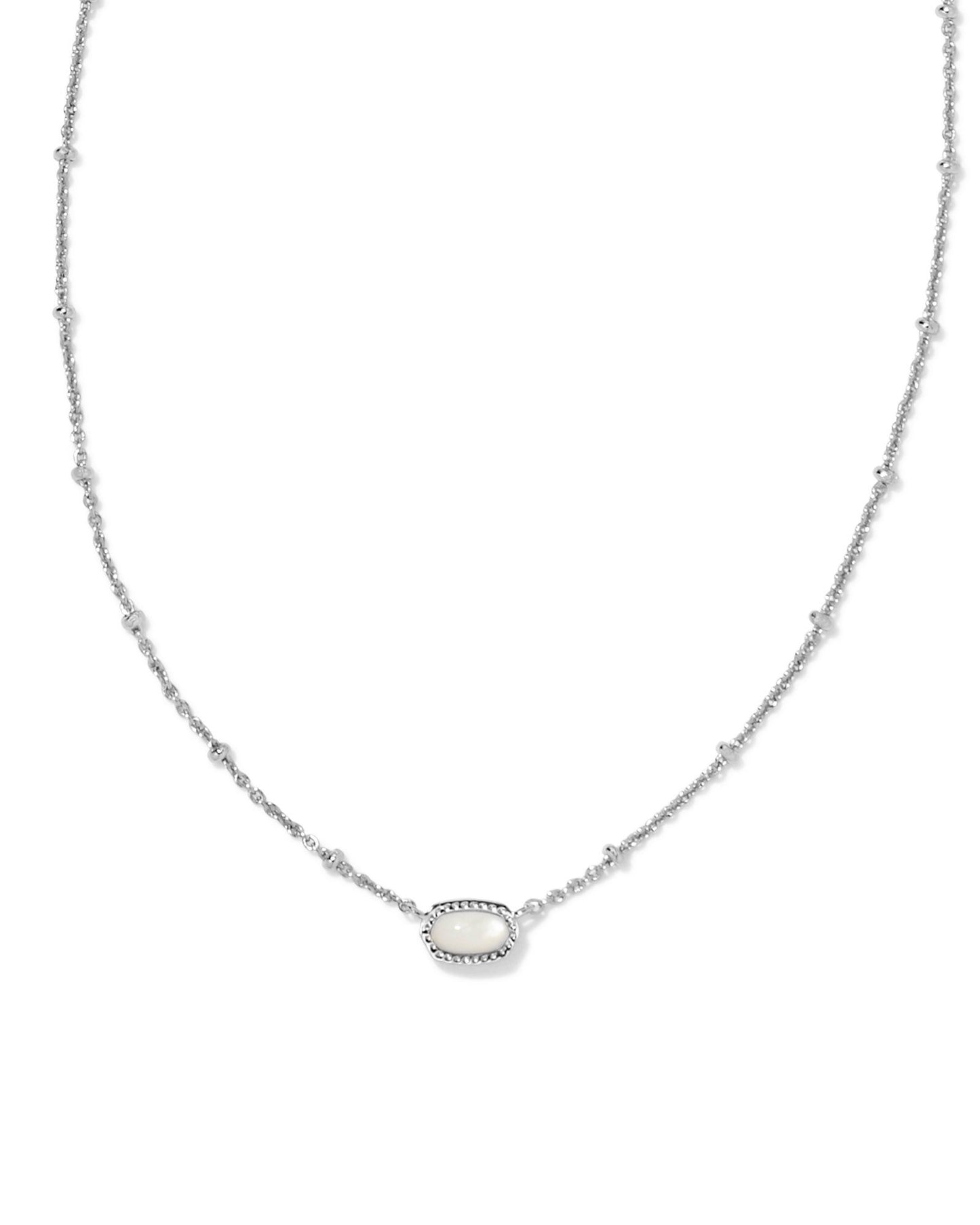 Kendra Scott Mini Elisa Satellite Short Pendant Necklace In Silver Ivory Mother Of Pearl