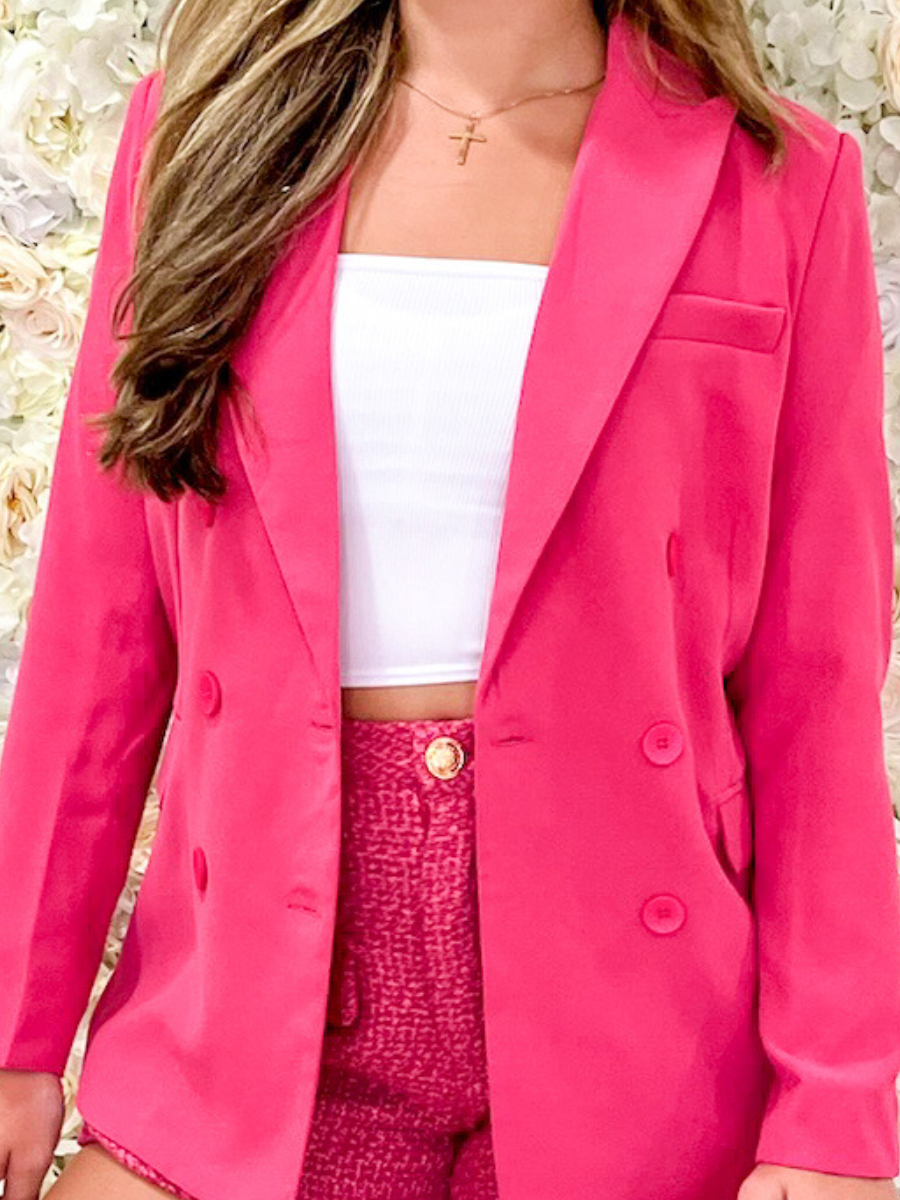 Hot Pink Double Breasted Blazer