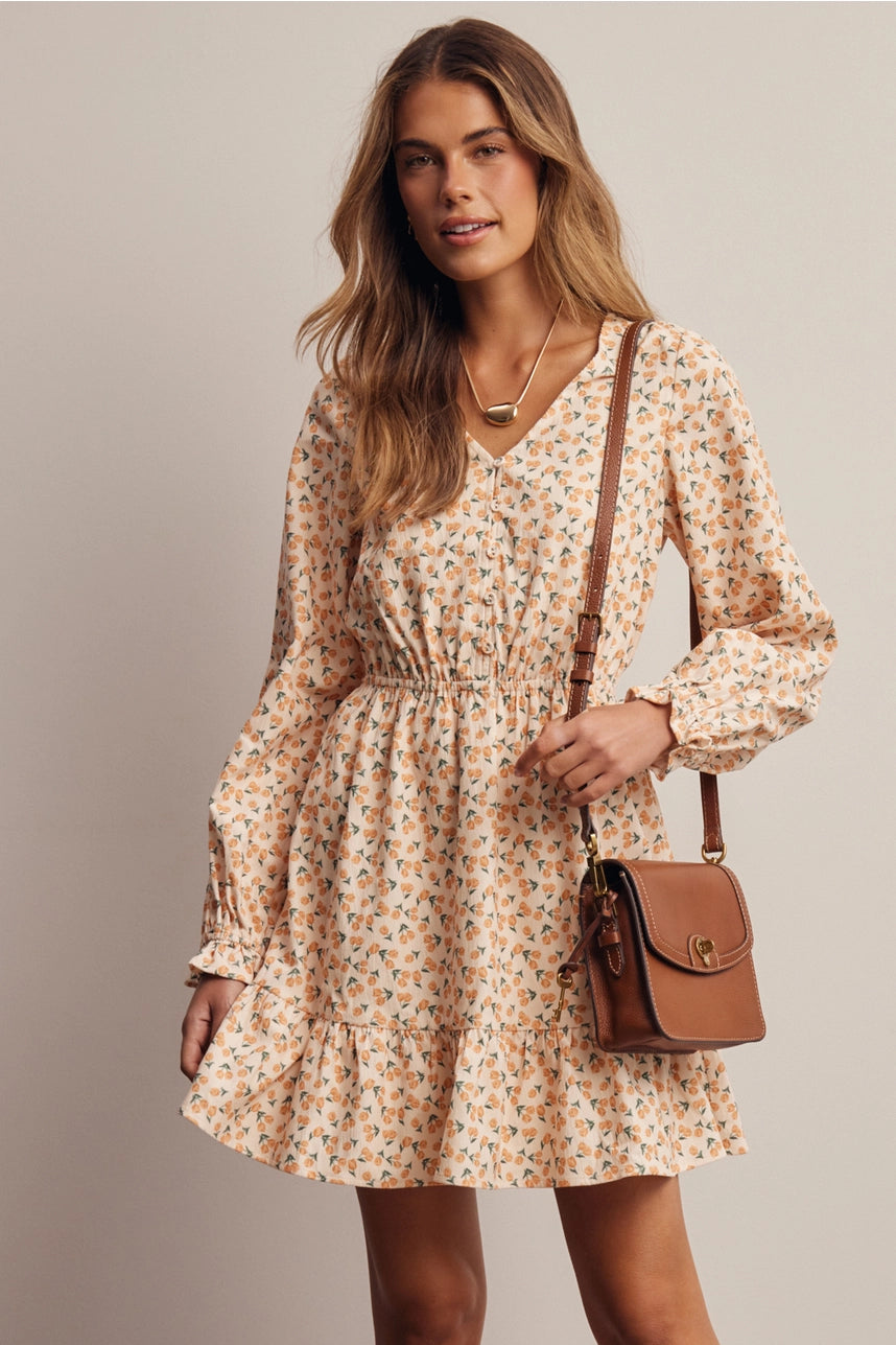 Floral Corduroy Mini Dress