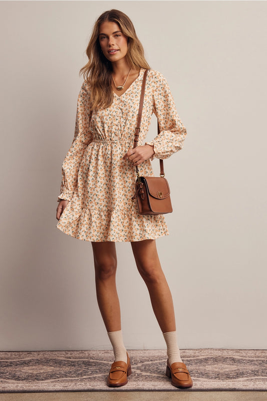 Floral Corduroy Mini Dress