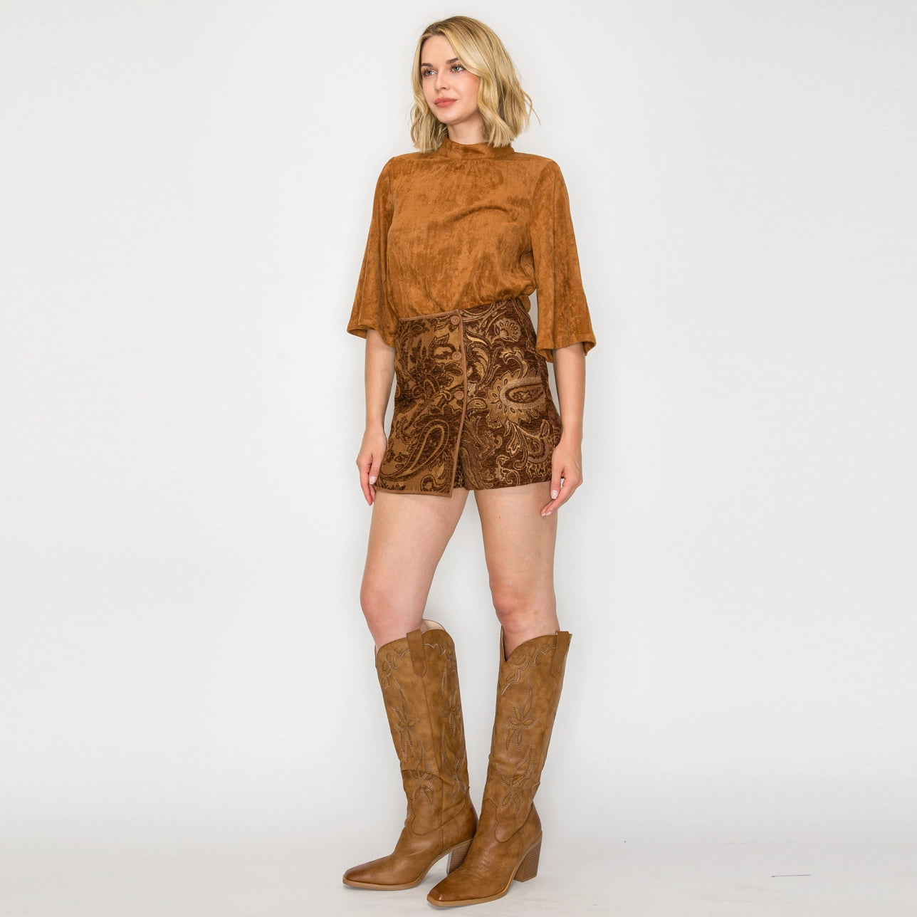Rust & Romance Camel Suede Top