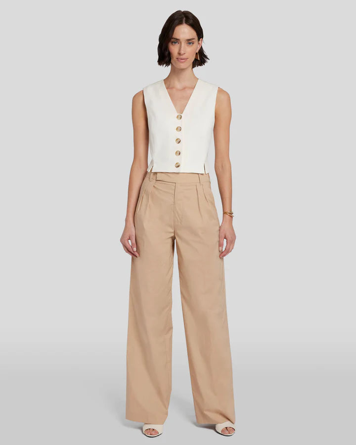 7 For All Mankind PLEATED POPLIN TROUSER PANTS IN SOFT CAMEL