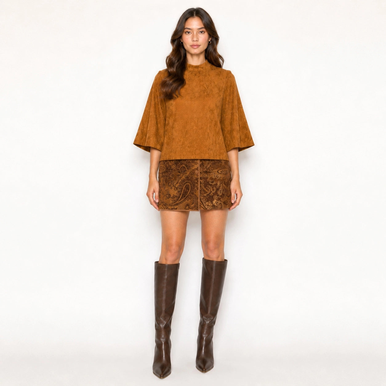 Rust & Romance Camel Suede Top