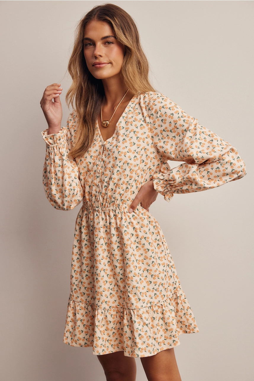 Floral Corduroy Mini Dress