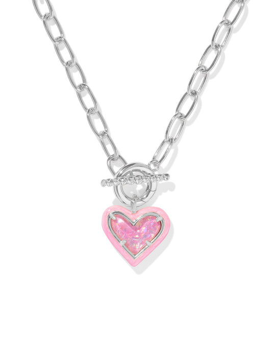 Kendra Scott Ari Heart Enamel Frame Link and Chain Necklace