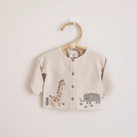 Animal Safari Embroidered Baby Cardigan