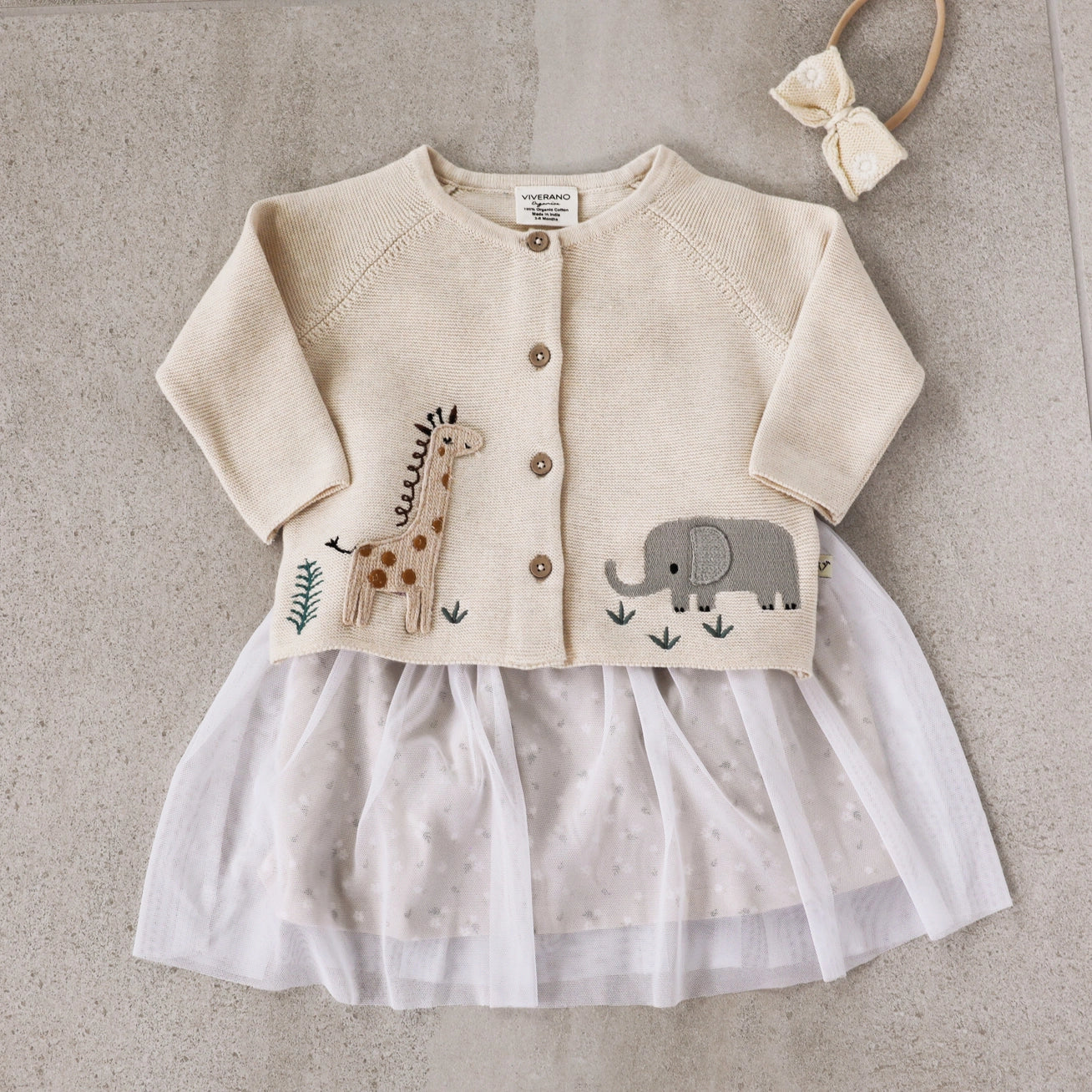 Animal Safari Embroidered Baby Cardigan