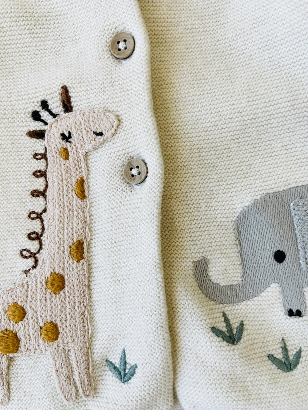 Animal Safari Embroidered Baby Cardigan