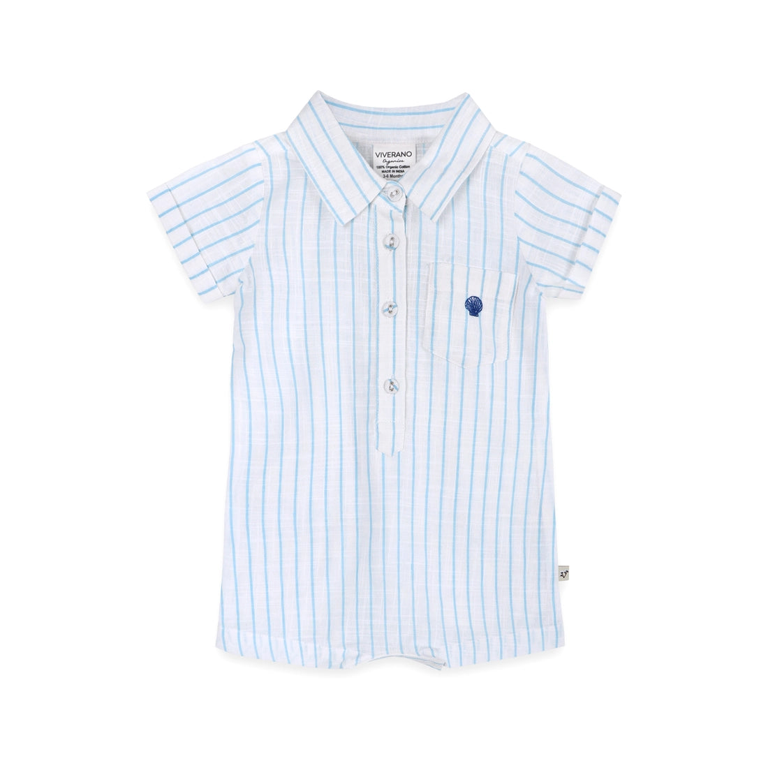 Aqua Embroidered Baby Romper