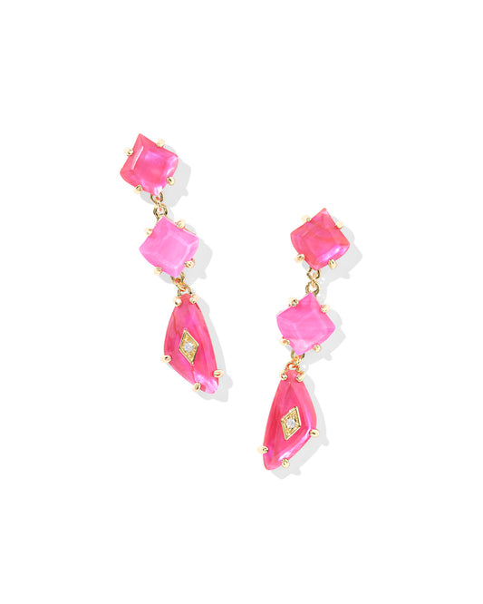 Kendra Scott Bianca Linear Earrings Gold Pink Mix