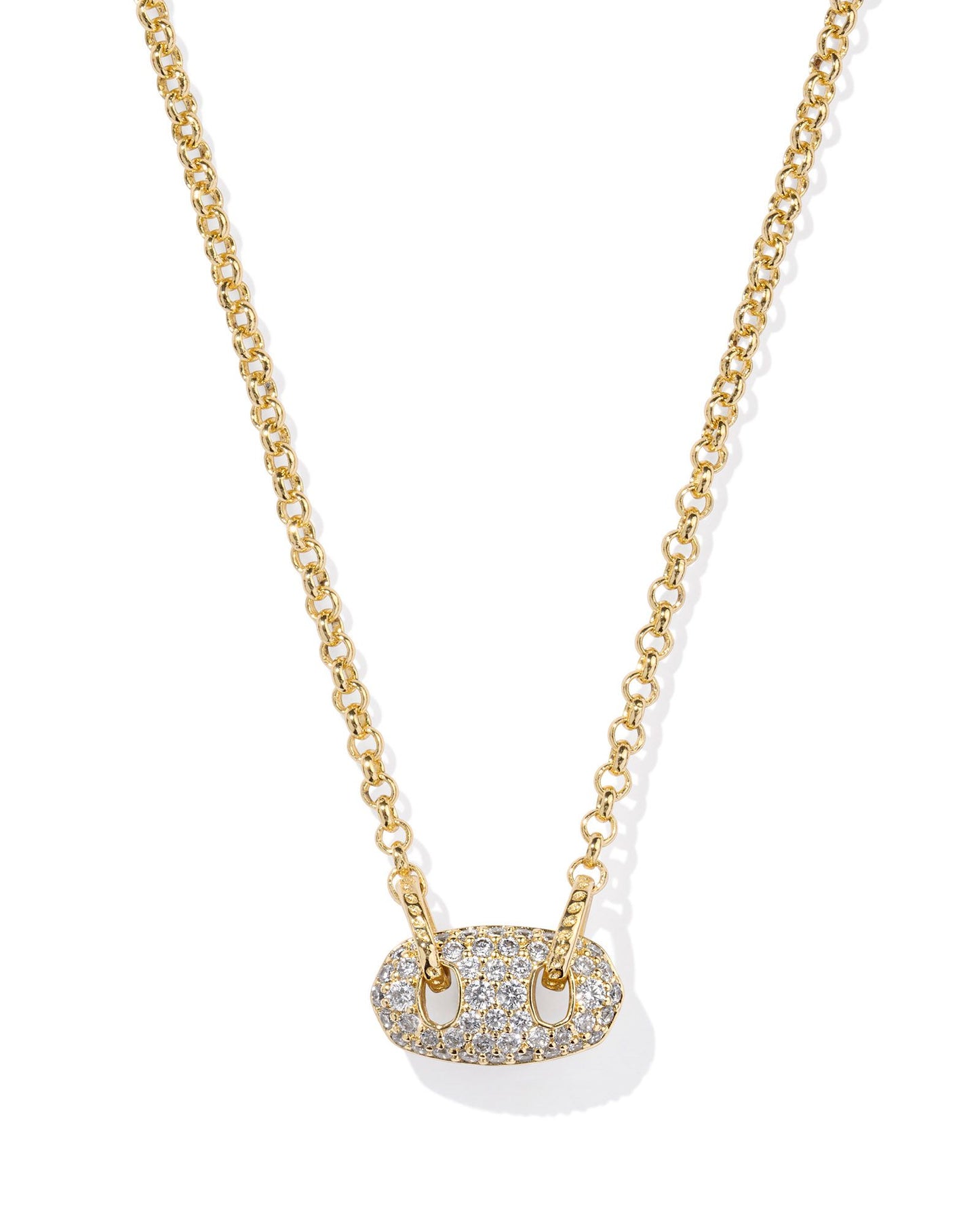 Kendra Scott Bailey Pave Short Pendant Necklace in Gold White Crystal