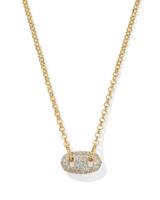 Kendra Scott Bailey Pave Short Pendant Necklace in Gold White Crystal