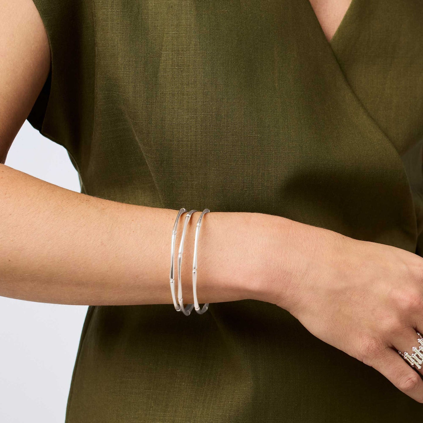 Julie Vos Bamboo Silver Bangle Small