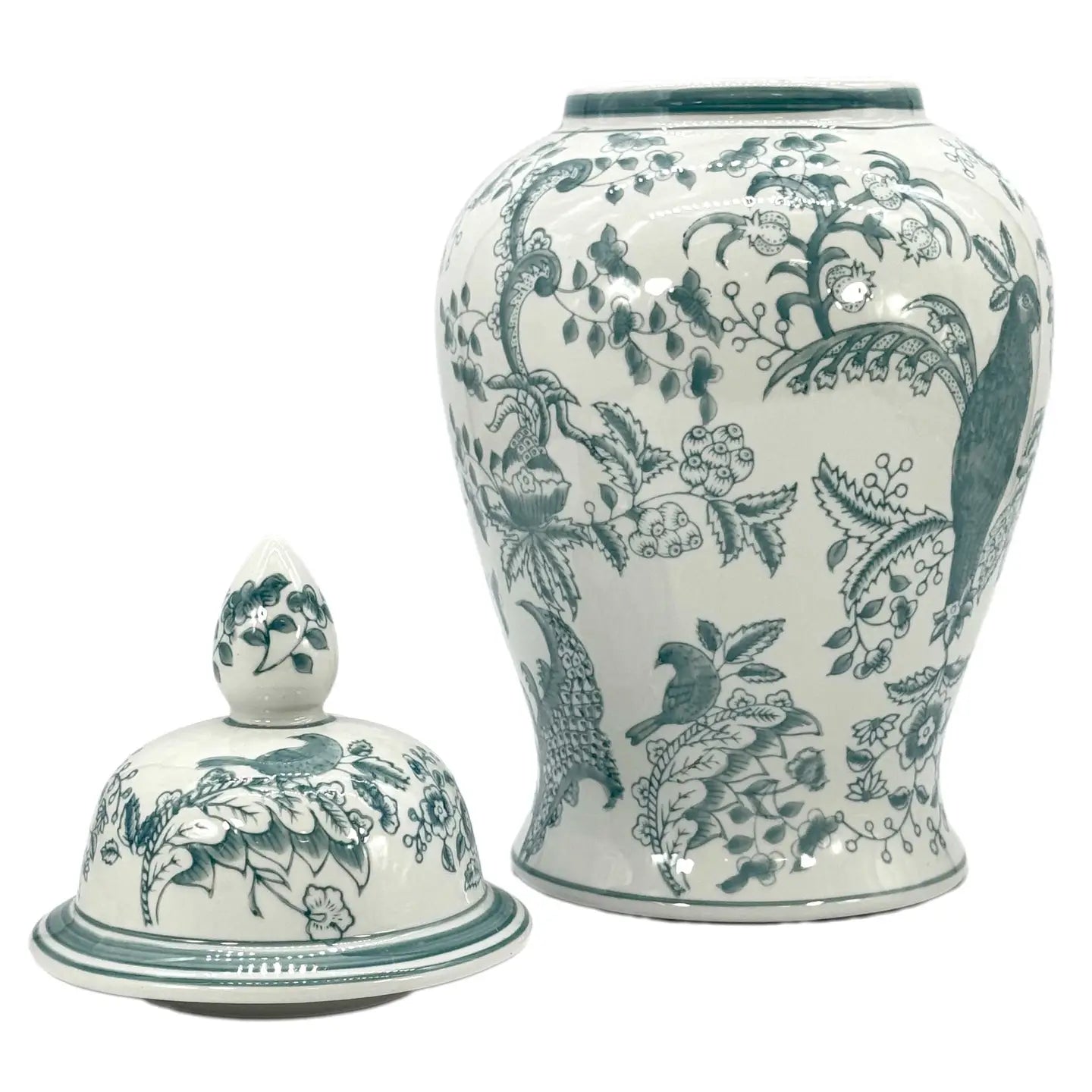 Blue & White Chinoiserie Ceramic Jar 18"