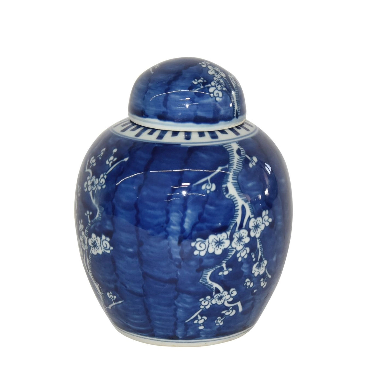 Blue and White Plum Lidded Jar