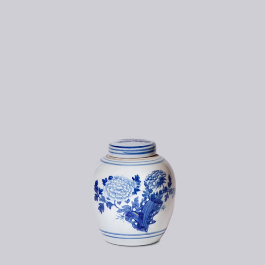 Blue and White Porcelain Abundant Peony Round Jar